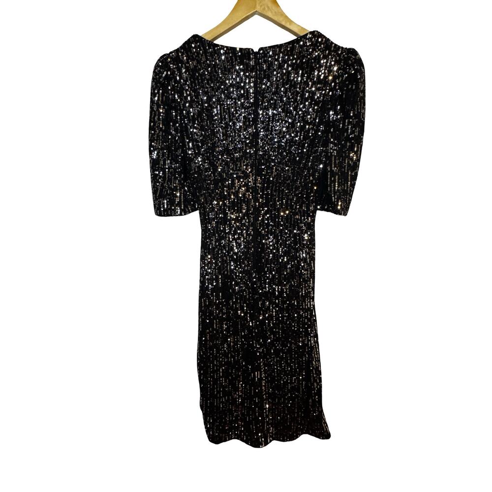 Calvin Klein Allover Sequin Faux Wrap Dress Tulip hem Size 10 - Picture 5 of 6